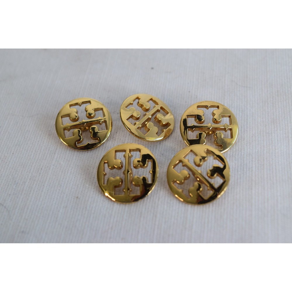 Tory Burch Logo Buttons OS Gold Metal Cut Out Shank 5pc Set DIY Replacement